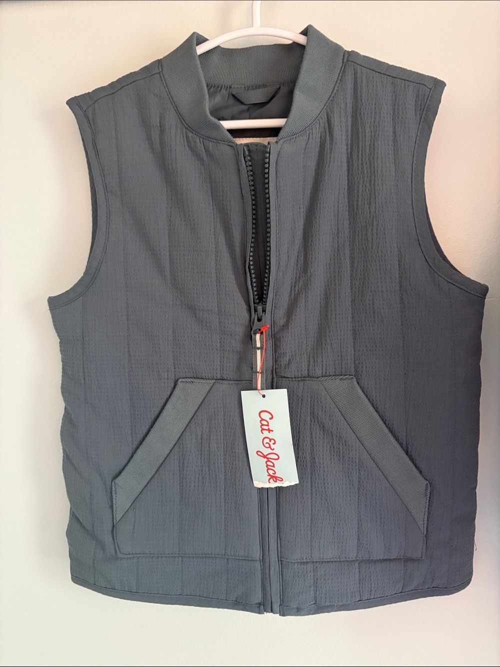 Cat & Jack Quilted Sleeveless Zip Vest - Gray
